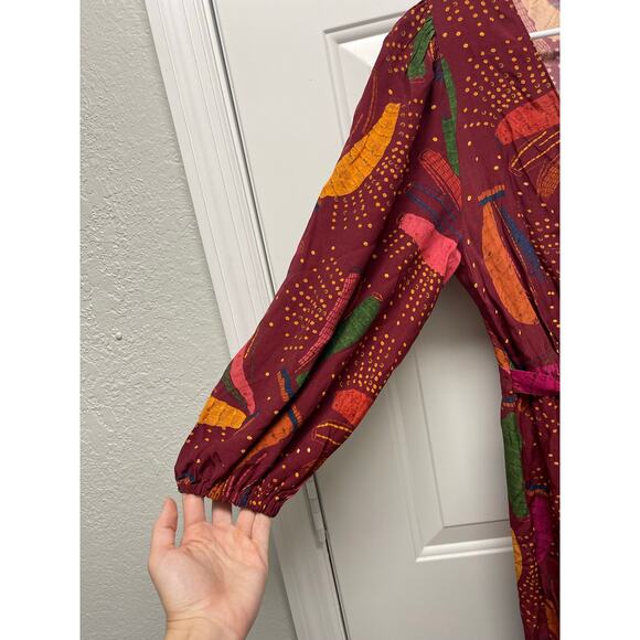 NWT Farm Rio Wrap Jumpsuit Red printed size XS Boho Tropical preppy - Picture 7 of 13